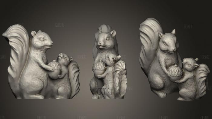 Two Squirrels stl model for CNC